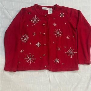 White Stag Red Cardigan with Snowflake Accents
